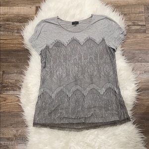 Market & Spruce • Gray Lace overlay top